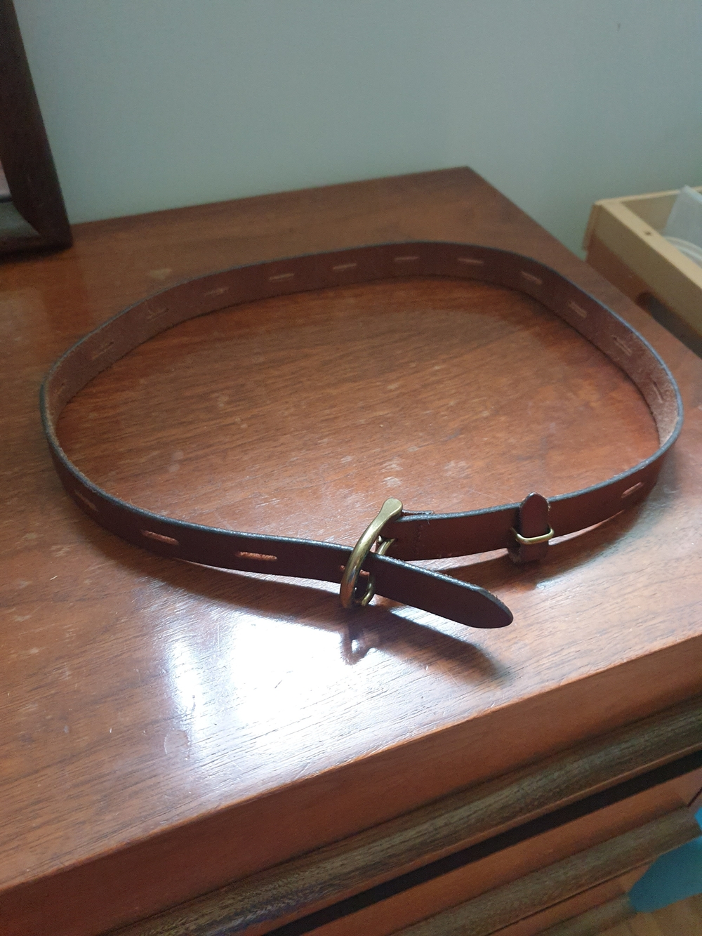 Madewell Brown Leather Belt with Brass Buckle